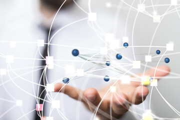 group of people talking in social network 3d