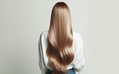 Naklejka premium woman golden blonde hair Golden brown hair on a white background