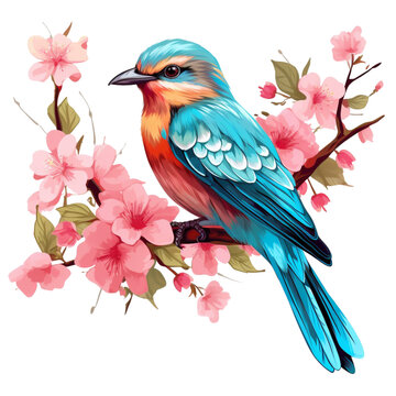 recommend clip art: Bird on a Flowering Branch Clipart PNG