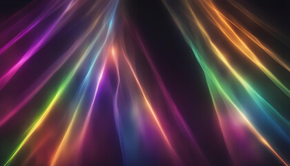 Ethereal Rainbow Flares. Prism Rainbow Light Flares Overlay on Black Background