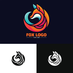 Creative Fox Logo. Abstract Fox Logo. Gradient Fox Logo
