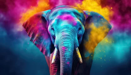 Foto op Plexiglas Elephant in Paint Dust , happy holi indian concept © terra.incognita