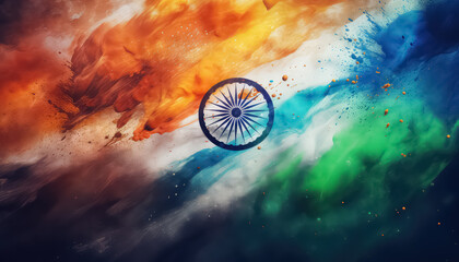 Flag made of dust and paint , happy holi indian concept - obrazy, fototapety, plakaty