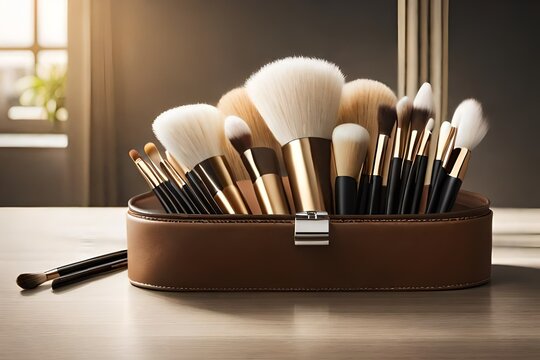 make up brushes in a case