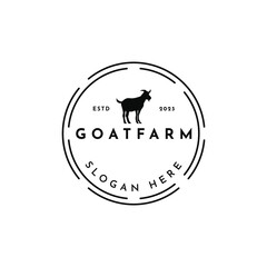 vintage retro goat farm logo design concept idea	
