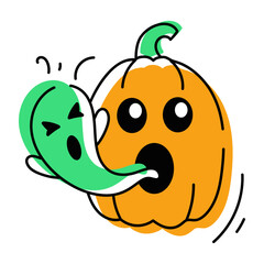 scary Halloween Pumpkins Doodle Icons