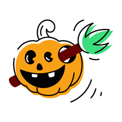 Spooky Halloween Celebration Doodle Icons 