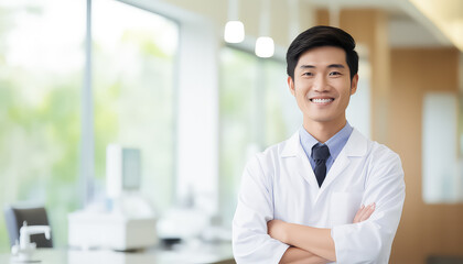 Asian male doctor in laboria