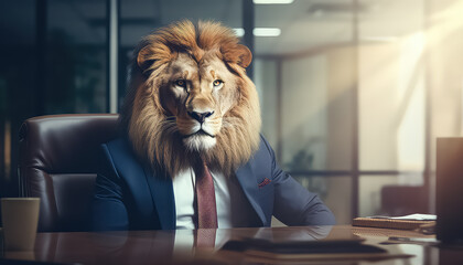 Leo in business suit in office boss