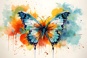 Butterfly in watercolor style on background.