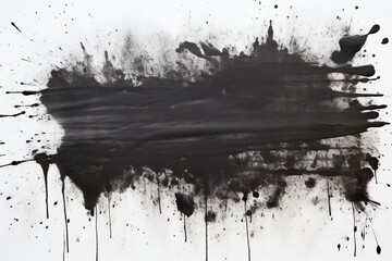 Wet dark lino ink isolated on white paper background