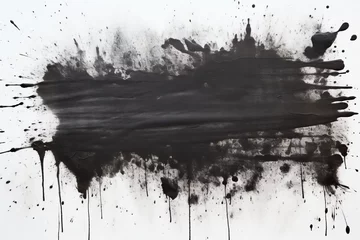 Fotobehang Wet dark lino ink isolated on white paper background © DK_2020