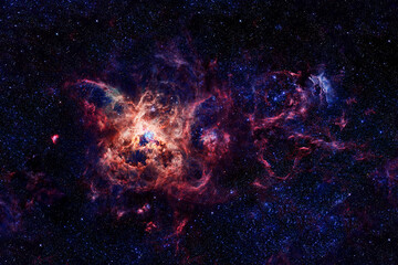 Red cosmic nebula. Elements of this image furnished by NASA