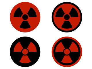 フラット原子力丸マークセット：赤黒 © designbeginner