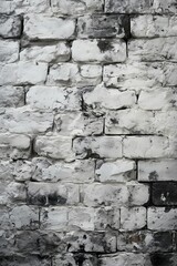 Old white brick wall background, wide panorama of masonry