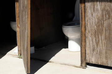 Open door toilet in cortez sea baja california sur