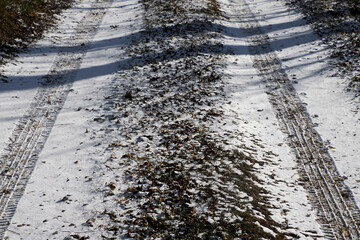 tire tracks on fresh snow