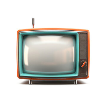 Retro television on isolated transparent background. Old vintage TV set with copy space