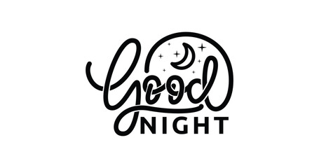Good Night. Hand-drawn text typography poster. T-shirt hand-lettered calligraphic design. Inspirational vector typography. Great for Banners, T-shirt prints, and posters