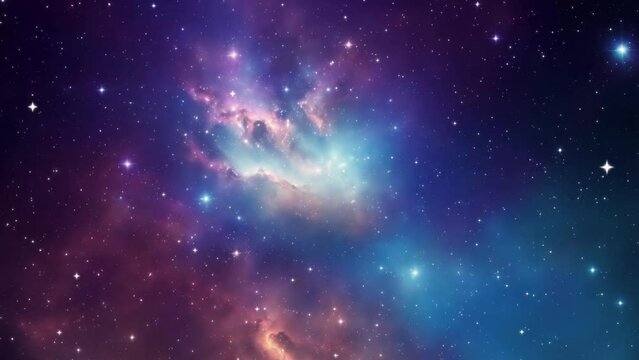 Fly through The Space travel nebula galaxy with millions of stars in deep universe background 4K animation