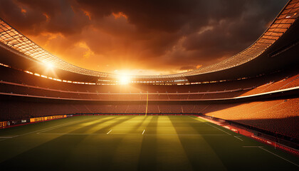 Vibrant Football Stadium at Sunset