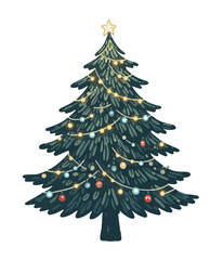 christmas tree illustration, AI 