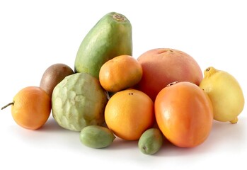 various colorful tropical fruits as tasty vegetarian food