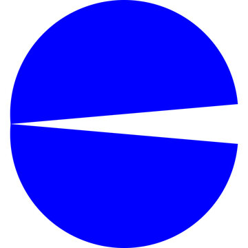 Transparent PNG file of a circle cut into segments and moved to form  two semi circles joined at the corner, resembling a pacman