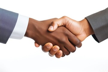 Close-up two man shaking hand on white background