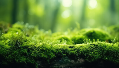Micrograss and moss in the forest , Environmental eco safe Conservation - Powered by Adobe