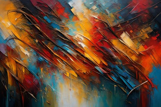 An abstract oil painting background featuring the rich texture of oil on canvas. 