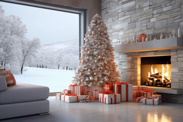 Christmas themed cozy living room