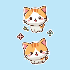 cute cat stickers with white borders