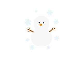 フラット雪と雪だるまアイコンA