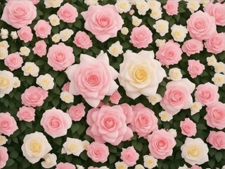 a beautiful arrangement of pink and white roses with their delicate petals in full bloom