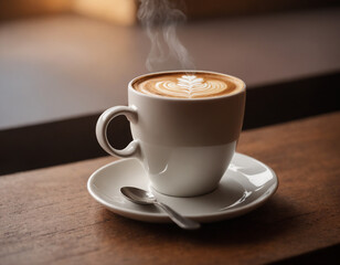 Obraz premium Cup of cappuccino on table