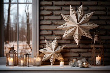 Obraz premium Christmas stars, interior decor in the house