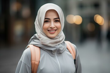 Asian Arab Muslim woman with a dynamic and active lifestyle. generative AI