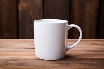 white mug mockup on wooden background. Coffee Cup Template. Coffee Mug Printing Design Template.