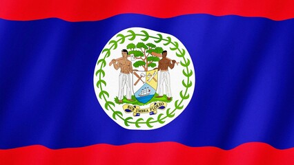 Belize flag waving in the wind. Flag of Belize images