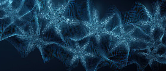 Sapphire blue colored knit snowflake background, made with Generative AI