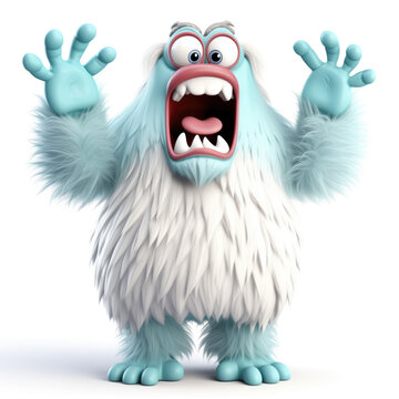 Frightened funny monster sceaming of fear