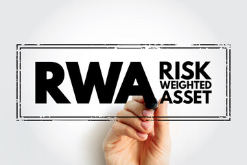 RWA Risk Weighted Asset - bank's assets or off-balance-sheet exposures, weighted according to risk, acronym text concept stamp - obrazy, fototapety, plakaty