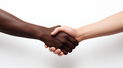 Handshake of two people. The concept of friendship, business partnership, diversity, volunteering, cooperation.