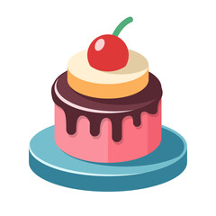 Cake dessert, sweet food. Simple delicious symbol. Sweet birthday cake, Bakery cupcake isolated on white. Vector illustration