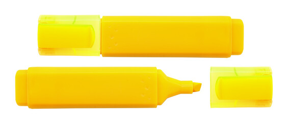 Permanent yellow marker on a white background. Text marker for office and study - Powered by Adobe