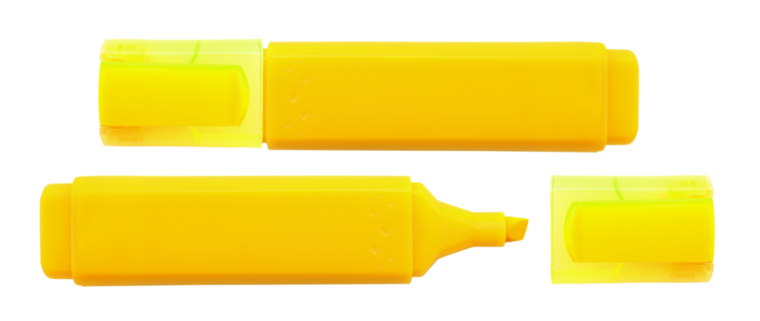 Permanent yellow marker on a white background. Text marker for office and study