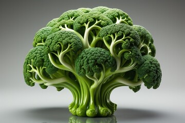 Fresh Tree Shaped Broccoli Realistic Image of a Vegetable Masterpiece Generative AI
