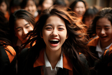 Happy smiling Asian high school girl