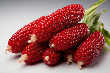 Red corn with green leaves